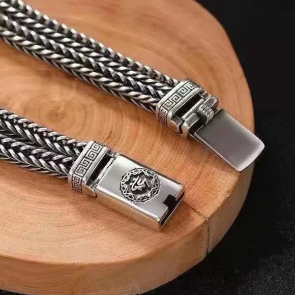 Stainless Steel Chain Link Bracelet, Mantra, Curb Hand Woven Fashion Jewelry - Picture 7 of 12